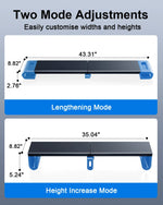 Dual Monitor Stand Riser Height Adjustable Laptop Desktop Organizer Stand with Phone Tablet Holder For Computer Laptop - NeoFrame