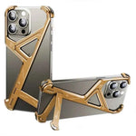 Aluminum Alloy Metal Frameless Phone Case for iPhone with Stand