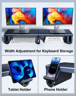 Dual Monitor Stand Riser Height Adjustable Laptop Desktop Organizer Stand with Phone Tablet Holder For Computer Laptop - NeoFrame