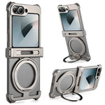 Phone Case for Samsung Galaxy Z Flip 6 with 360° Rotatable Stand Metal Magnetic Frameless Protective Cover Shockproof