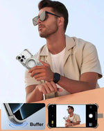 Magnetic Phone Case for iPhone Slim Phone Protective Cover Shockproof Bumper Kickstand Landyard