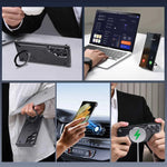 Magnetic Slim Phone Case for Samsung Galaxy S23/S24 Ultra Baze-less Phone Protective Cover Magsafe Finger Ring Holder