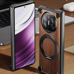 Walnut Phone Case for Huawei Mate X5 & X3 Bezel-less Phone Cover with Magnetic Kickstand Solid Wood Protective Shell