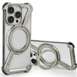 Metal Frameless Magnetic Phone Case for iPhone with 360°Rotate Stand Shockproof Protective Cover