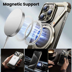 Metal MagSafe Case for iPhone — Bezel-less Magnetic Bumper with 360° Ring Holder