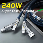 240W 4-in-1 Charging Cable 1.68m USB A/C to C/Lightning w/ Light for iPhone 17 16 15/MacBook Air/iPad/Samsung/Switch 2 - NeoFrame