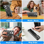 Magnetic Leather Phone Case for iPhone with 360° Rotatable Ring Stand Premium Luxury Dropproof Slim Cover