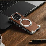 Walnut Phone Case for Huawei Mate X5 & X3 Bezel-less Phone Cover with Magnetic Kickstand Solid Wood Protective Shell