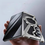 For Samsung Z Fold 5/6/ W24 Metal Phone Case Bezel-less Phone Cover for Samsung Folding Screen Shell Magnetic Stand