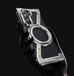 For Samsung Z Fold 5/6/ W24 Metal Phone Case Bezel-less Phone Cover for Samsung Folding Screen Shell Magnetic Stand