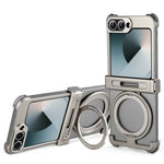 Phone Case for Samsung Galaxy Z Flip 6 with 360° Rotatable Stand Metal Magnetic Frameless Protective Cover Shockproof