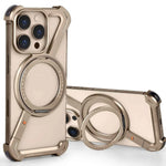 Metal Frameless Magnetic Phone Case for iPhone with 360°Rotate Stand Shockproof Protective Cover