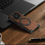 Walnut Phone Case for Huawei Mate X5 & X3 Bezel-less Phone Cover with Magnetic Kickstand Solid Wood Protective Shell