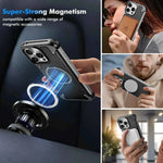 Magnetic Leather Phone Case for iPhone with 360° Rotatable Ring Stand Premium Luxury Dropproof Slim Cover