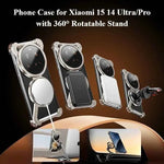 Metal Phone Case for Xiaomi 14 15 Ultra/Pro Case with 360° Rotation Ring Stand Magsafe Shockproof