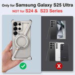 Metal Frameless for Samsung Galaxy S24/S25 Ultra Phone Case with 360° Rotatable Stand Magsafe Shockproof Protective Cover