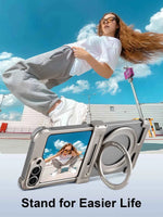 Phone Case for Samsung Galaxy Z Flip 6 with 360° Rotatable Stand Metal Magnetic Frameless Protective Cover Shockproof