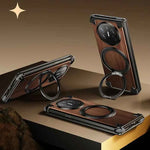Walnut Phone Case for Huawei Mate X5 & X3 Bezel-less Phone Cover with Magnetic Kickstand Solid Wood Protective Shell