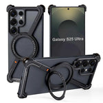 Metal Frameless for Samsung Galaxy S24/S25 Ultra Phone Case with 360° Rotatable Stand Magsafe Shockproof Protective Cover