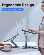 Metal Foldable Laptop Stand Desk 360° Rotatable Portable Stable Height Adjustable for Universal 12-18