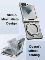 Phone Case for Samsung Galaxy Z Flip 6 with 360° Rotatable Stand Metal Magnetic Frameless Protective Cover Shockproof