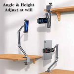 Tablet Stand for Desk 3-Arm Desktop Phone Holder for iPhone iPad Bed Mount with Clamp for Universal 4-12.9 inch Device