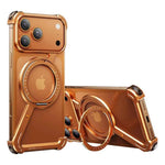 Metal Frameless Case for iPhone Phone Case with 360°Rotatable Stand Magsafe Protective Shockproof