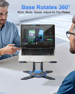 Metal Foldable Laptop Stand Desk 360° Rotatable Portable Stable Height Adjustable for Universal 12-18