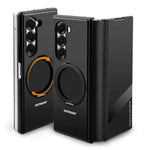 Magsafe Metal Flip Phone Case for Samsung Galaxy Z Fold 5/6 Full Coverage Protection Cover Kickstand Magnetic Ring