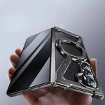 For Samsung Z Fold 5/6/ W24 Metal Phone Case Bezel-less Phone Cover for Samsung Folding Screen Shell Magnetic Stand