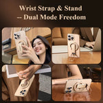 2-in-1 Metal Magnetic Phone Holder & Genuine Leather Ring Strap Foldable Adjustable Phone Stand Universal for iPhone - NeoFrame