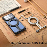 Metal Magnetic Phone Case for Xiaomi MIX Fold 4 with 360° Rotatable Stand Frameless Shockproof Protective Cover Alloy