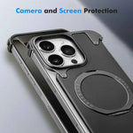 Magnetic Leather Phone Case for iPhone with 360° Rotatable Ring Stand Premium Luxury Dropproof Slim Cover