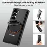 Magsafe Metal Flip Phone Case for Samsung Galaxy Z Fold 5/6 Full Coverage Protection Cover Kickstand Magnetic Ring