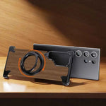 Walnut Wood Phone Case for Samsung Galaxy S24/S25 Ultra Magsafe Phone Protective Cover Bumper with 360° Rotatable Ring