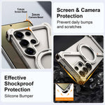Metal Frameless for Samsung Galaxy S24/S25 Ultra Phone Case with 360° Rotatable Stand Magsafe Shockproof Protective Cover
