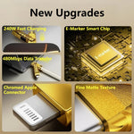 240W 4-in-1 Charging Cable 1.68m USB A/C to C/Lightning w/ Light for iPhone 17 16 15/MacBook Air/iPad/Samsung/Switch 2 - NeoFrame