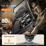 Metal Frameless Phone Case for iPhone with 360° Rotate Stand Bat Shape Fingertip Gyro Bumper Protective