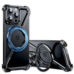 Metal MagSafe Case for iPhone — Bezel-less Magnetic Bumper with 360° Ring Holder