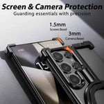 Metal Magnetic Frameless Phone Case For Samsung Galaxy S23/S23+/S23/S24 Ultra Shockproof Metal Cover Finger Ring Holder