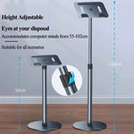 Metal Aluminum Laptop Floor Stand Standing Desk Adjustable Floor Holder Projector Stand Accessories for Macbook & IPad