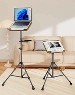 Portable Laptop Stand Tripod Floor Adjustable Height Projector Reading Tripod Stand with Tray Wheels Movable for Office