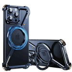 Metal MagSafe Case for iPhone — Bezel-less Magnetic Bumper with 360° Ring Holder
