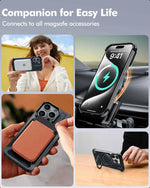 Magsafe Leather iPhone Case for iPhone Phone Case Magnetic Bumper Wireless Charging Phone Cover Stand