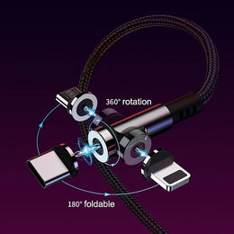 360 Degree Roating Magnetic Cable Micro USB Type C Phone Cable For iPhone13 12 11 Pro XS Max Samsung Xiaomi USB Cord Wire Cable - NeoFrame