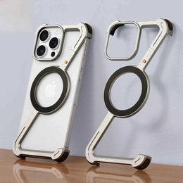 Metal Frameless Z-Shape Phone Case for iPhone Case Magnetic Minimalist Slim Dropproof Protective Cover