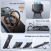 Metal Frameless Case for iPhone Phone Case with 360°Rotatable Stand Magsafe Protective Shockproof