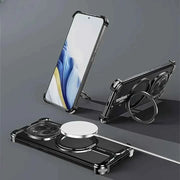 Aluminum Alloy Phone Case for Honor Magic 6/6 Pro with Stand Thin Magnetic Metal Frameless Protective Cover Shock Proof