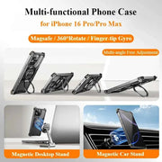 Metal Frameless Phone Case for iPhone with 360° Rotate Stand Bat Shape Fingertip Gyro Bumper Protective
