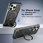 Magnetic Leather Phone Case for iPhone with 360° Rotatable Ring Stand Premium Luxury Dropproof Slim Cover